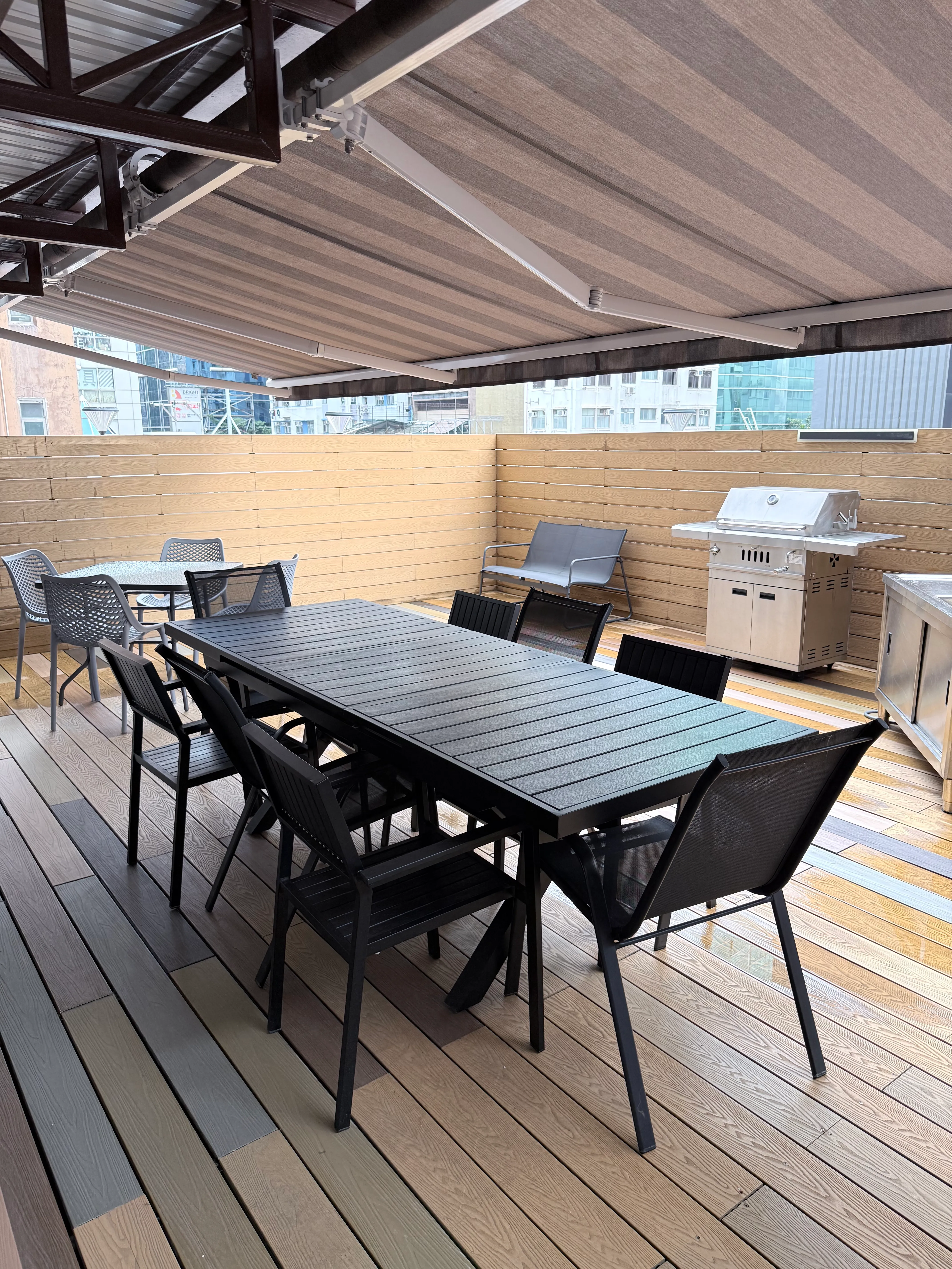 Beautiful outdoor patio lounge at Space 88, a coworking space in Mong Kok, Hong Kong