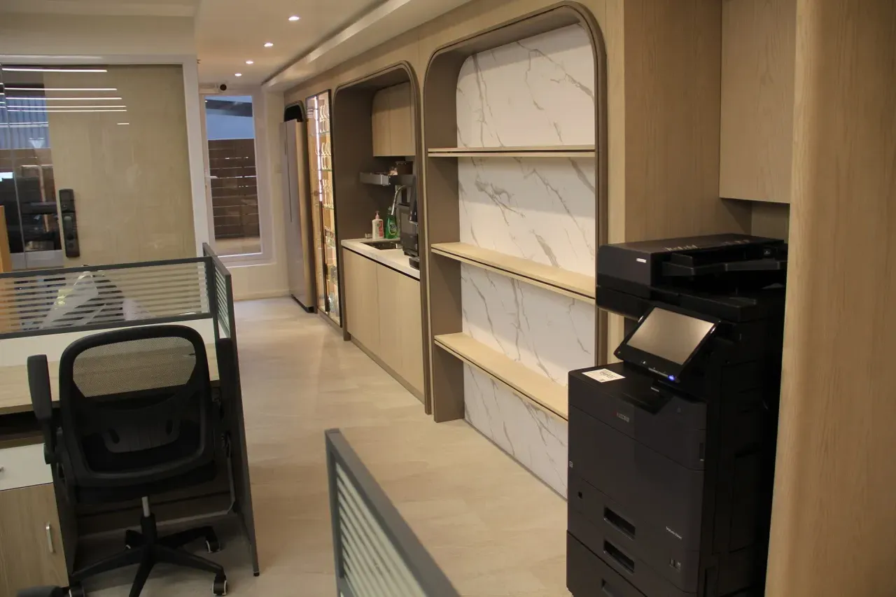 Printer and scanning services next to the pantry at Space 88, a coworking space in Mong Kok, Hong Kong